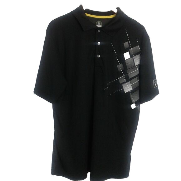 Men's Officially Licensed Pro Series PGA Tour XL Black And White Golf polo shirt - Picture 1 of 6